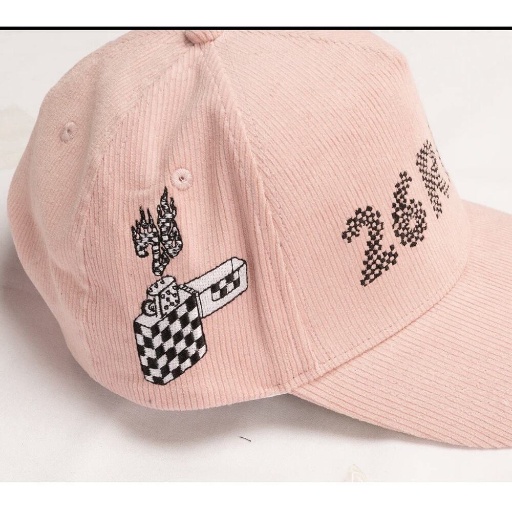 Red26 Lighter Corduroy Dusty Pink Snapback 5-Panel A-Frame OSFM Hat Cap NEW NWOT - Picture 2 of 3